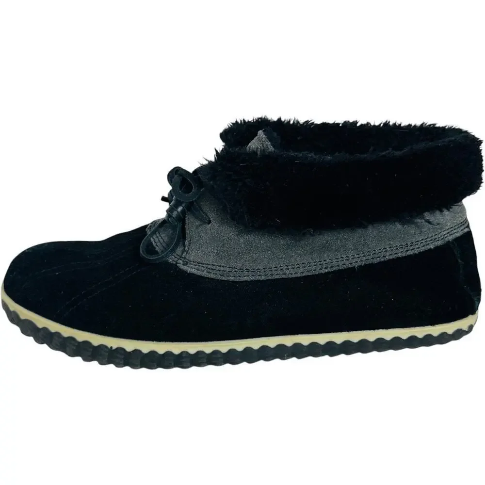 Sperry Top Sider Women's Elayna Duck Black Suede Sherpa Lined Boots Size 10